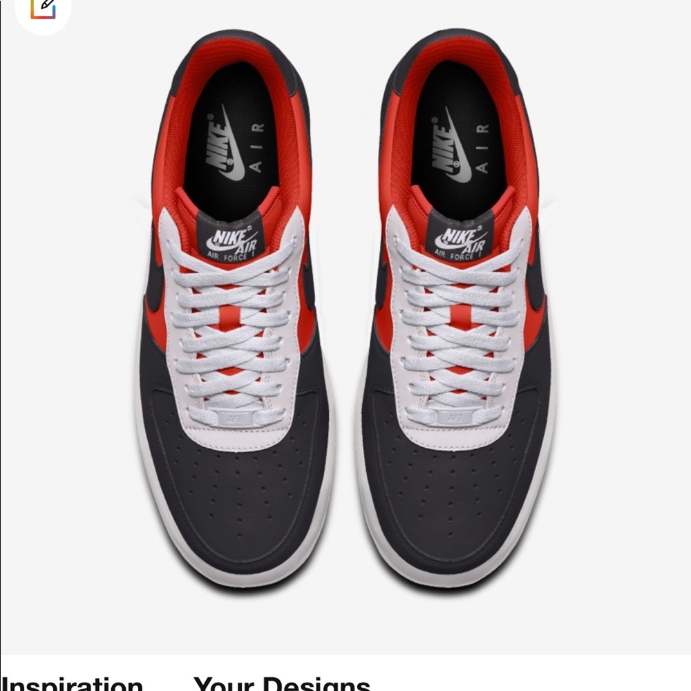 Custom red,black,white Nike airforces size 7.5 in youth